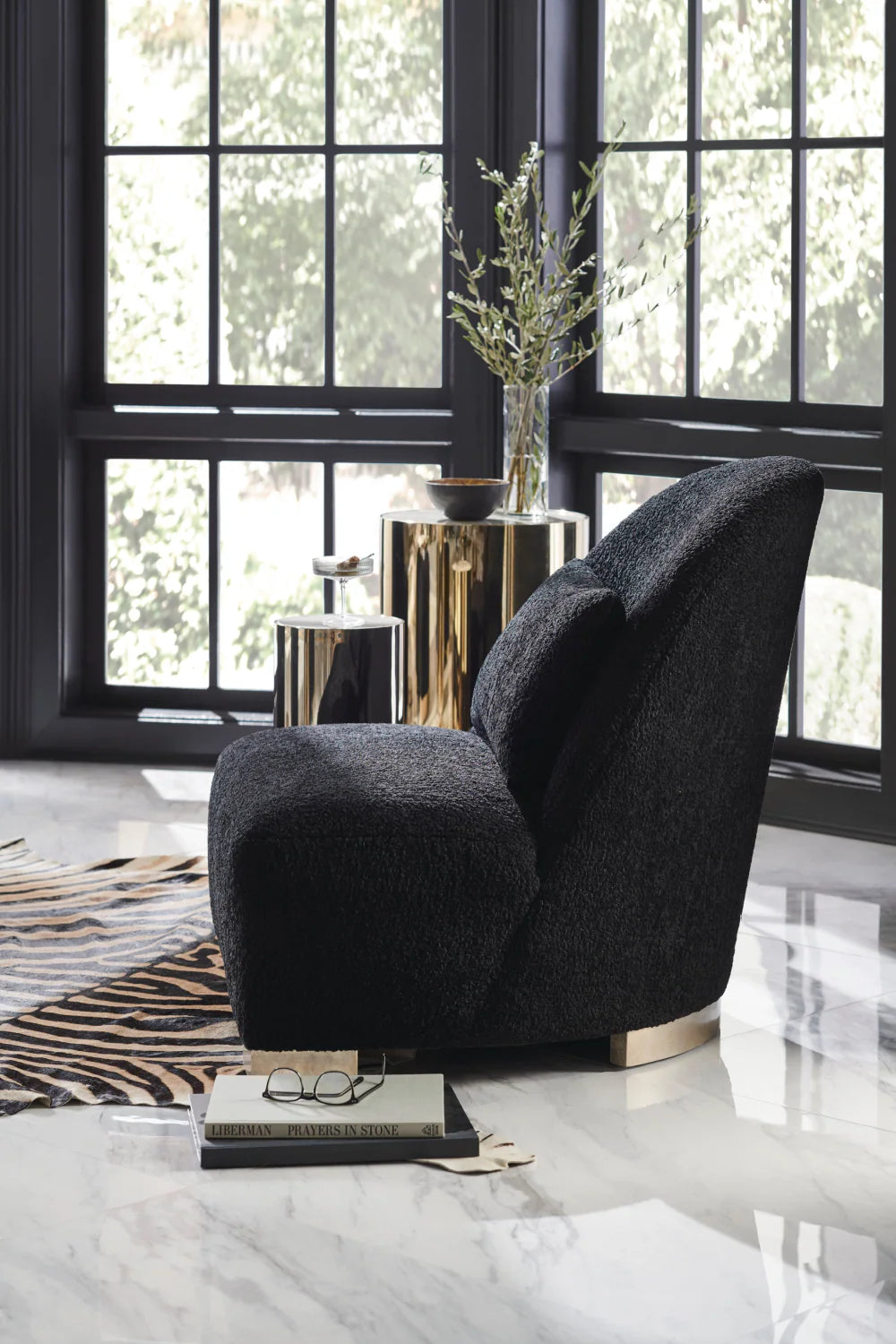 Gray Shearling Lounge Chair