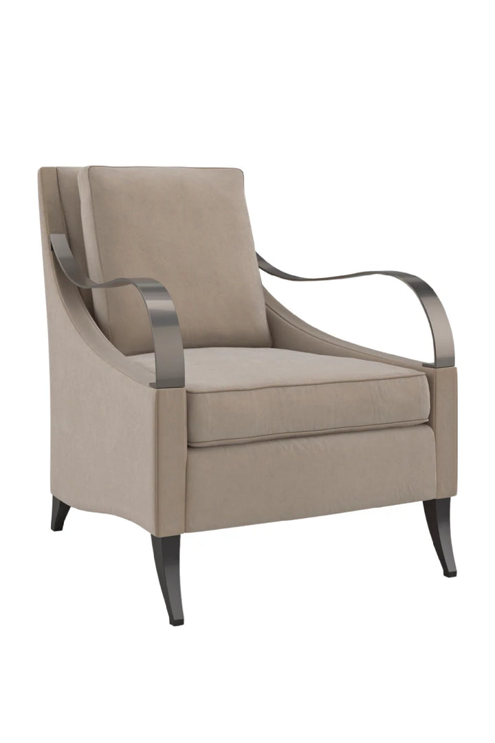 Brown Velvet Lounge Chair