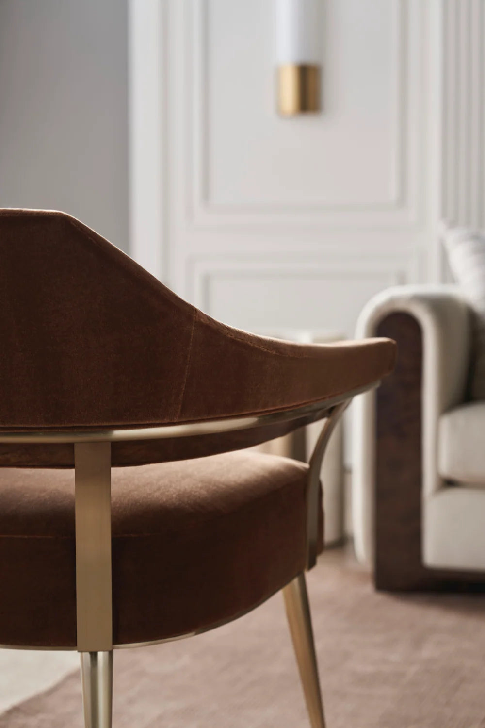 Brown Mohair Accent Chair