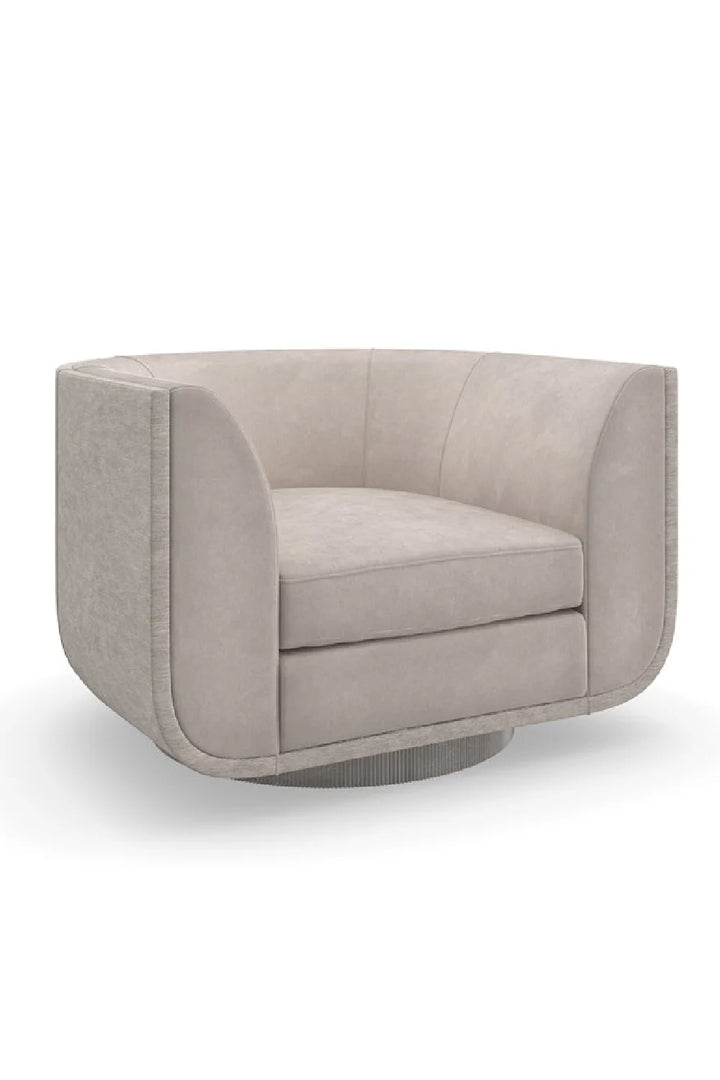 Taupe Velvet Swivel Lounge Chair