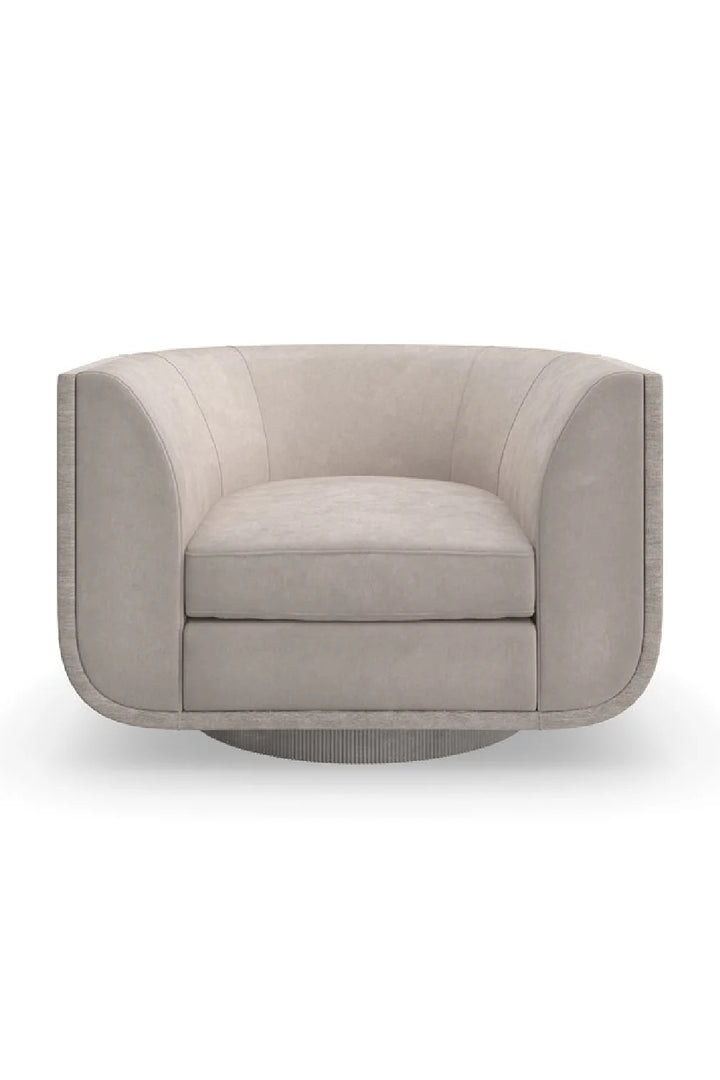 Taupe Velvet Swivel Lounge Chair