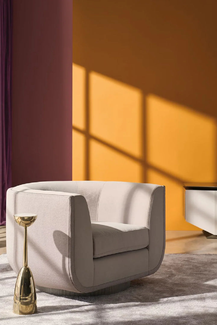 Taupe Velvet Swivel Lounge Chair