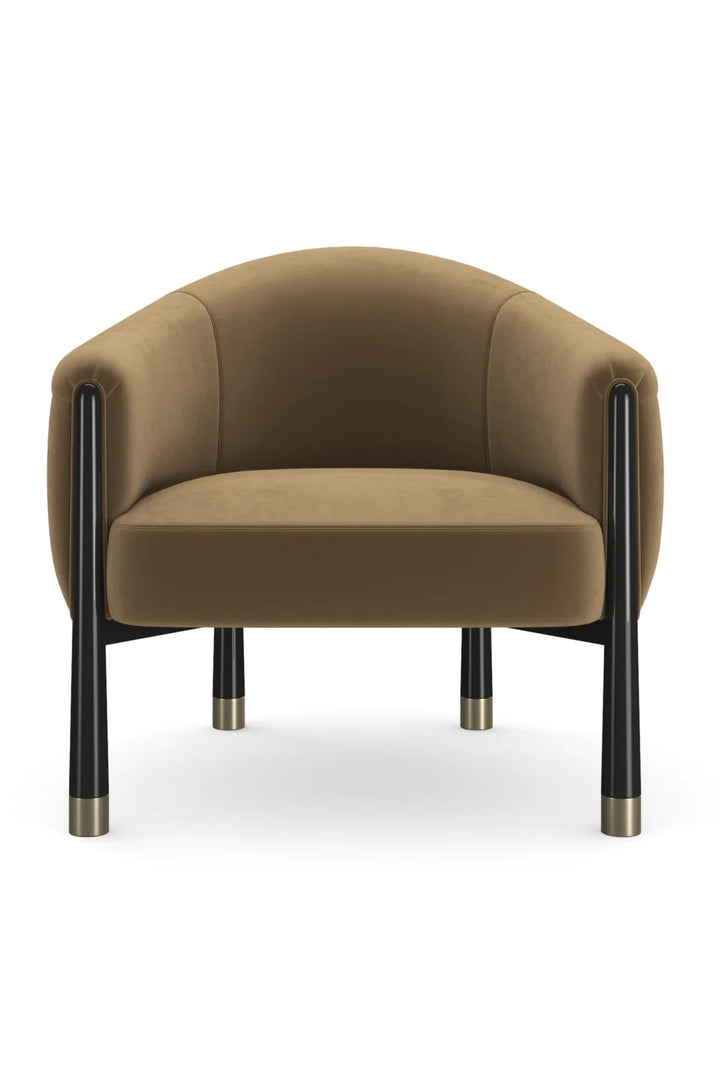 Brown Velvet Curved Accent Chair