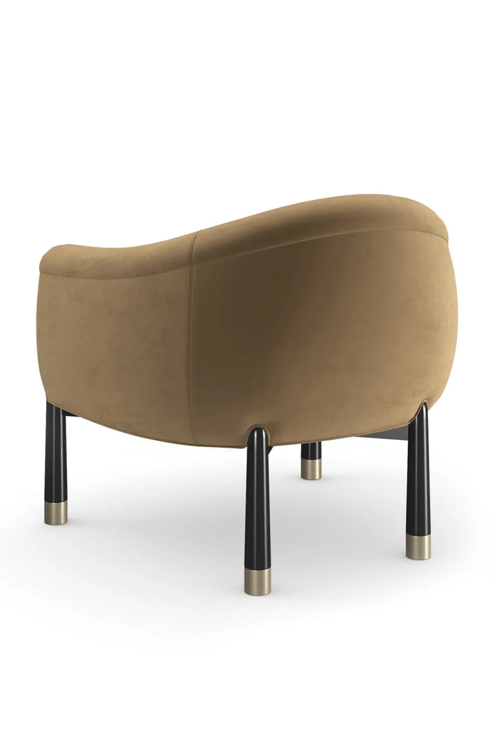 Brown Velvet Curved Accent Chair