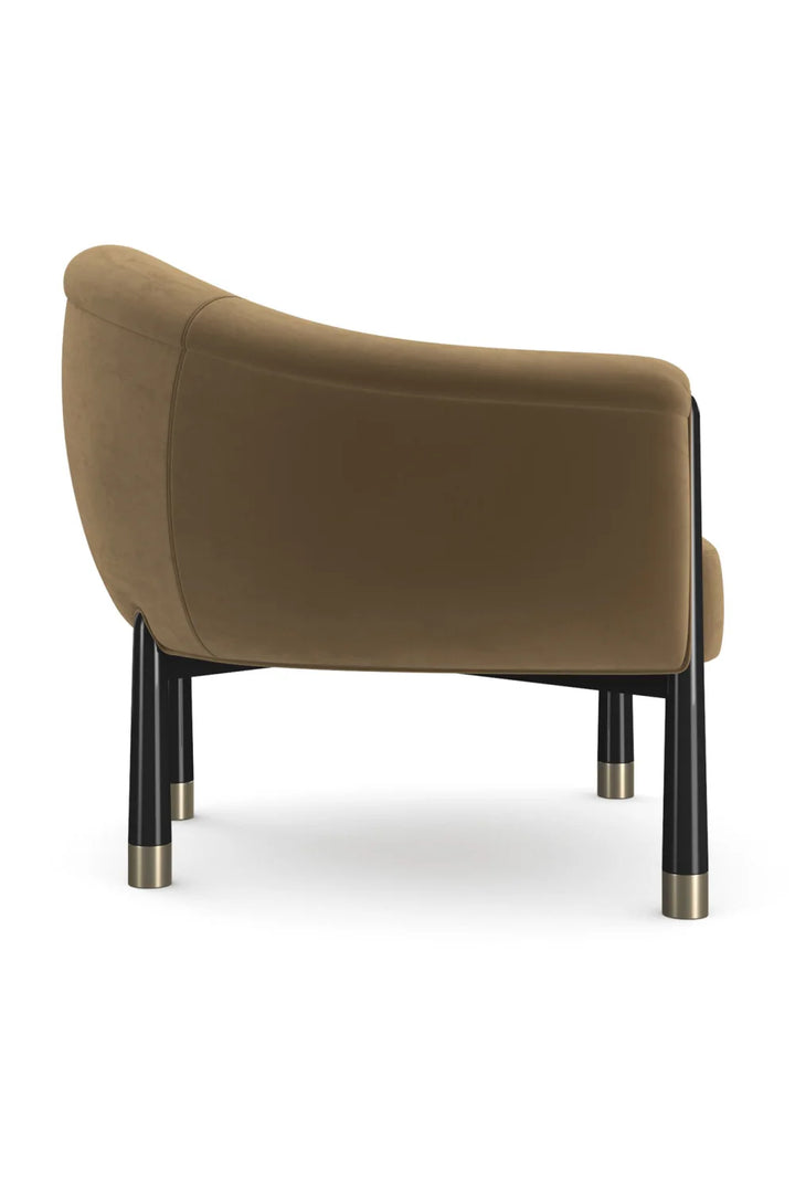 Brown Velvet Curved Accent Chair