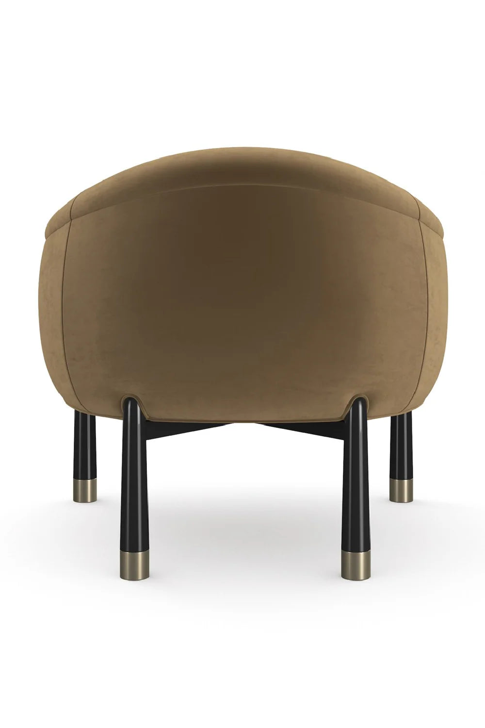 Brown Velvet Curved Accent Chair