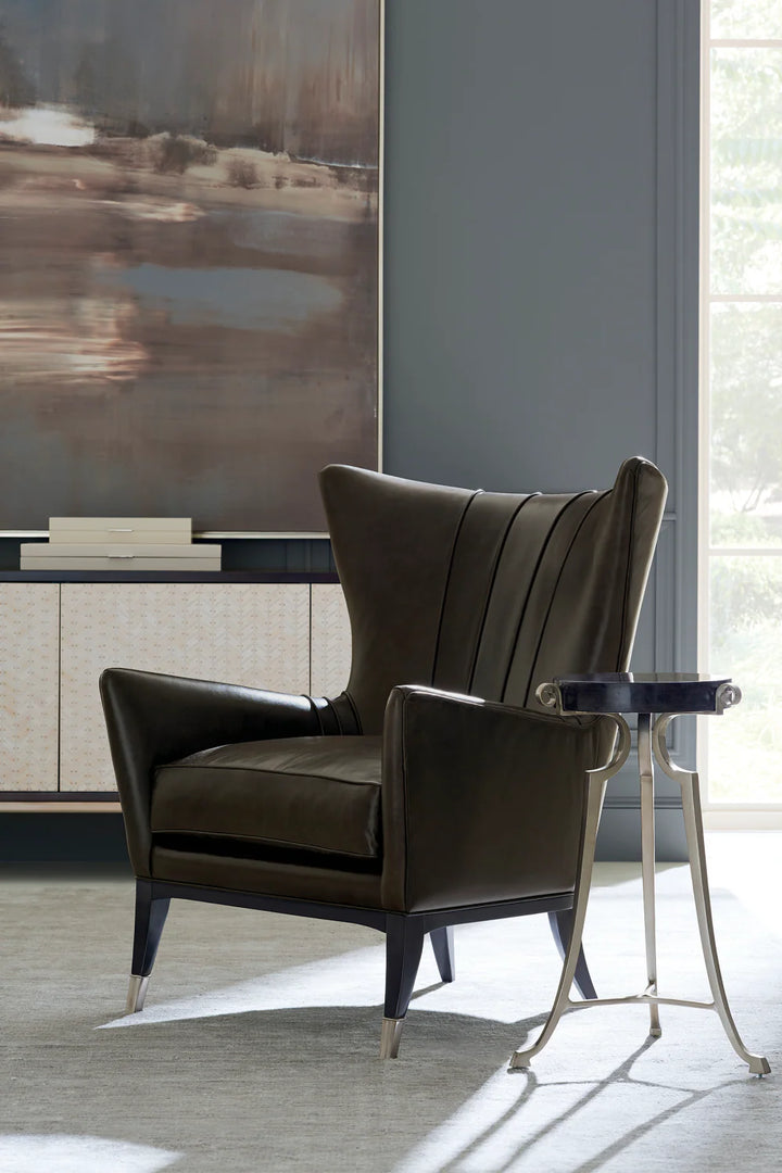 Brown Leather Wingback Chair