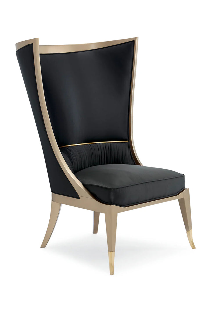 Black Curved Wingback Chair