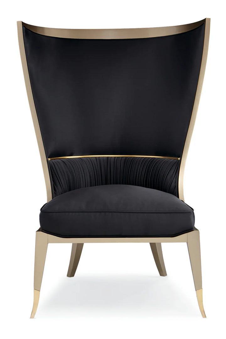 Black Curved Wingback Chair