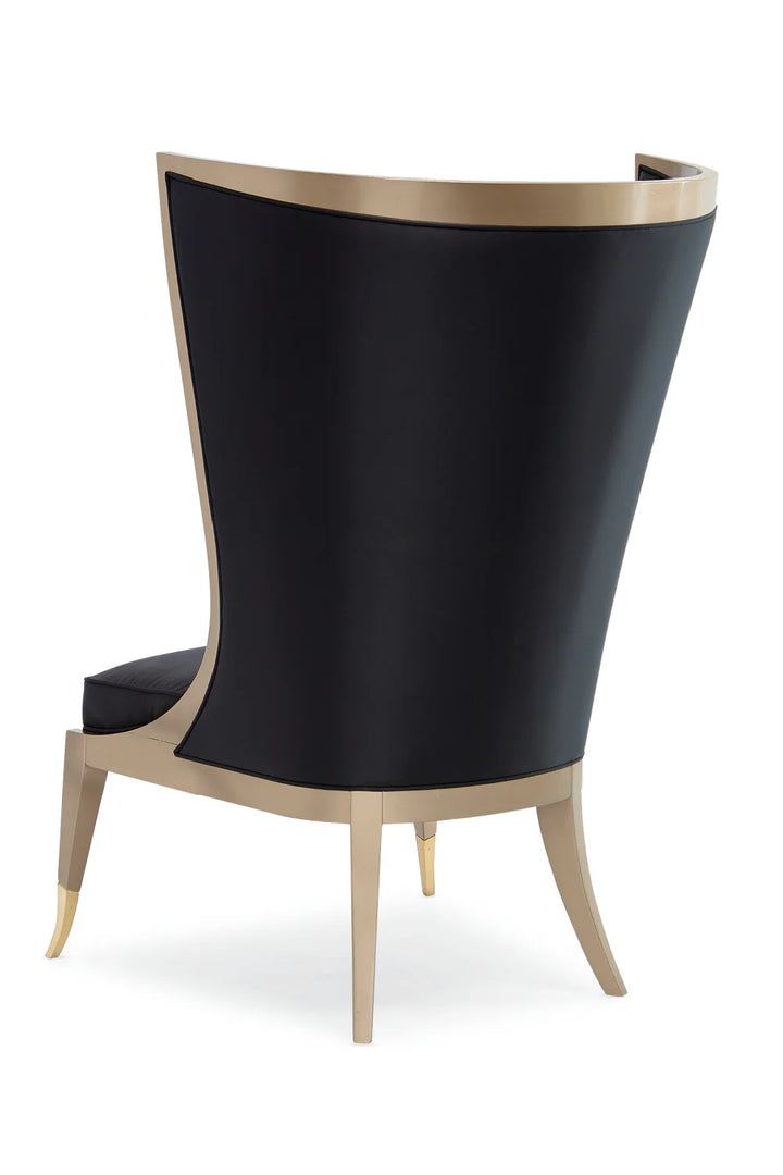 Black Curved Wingback Chair