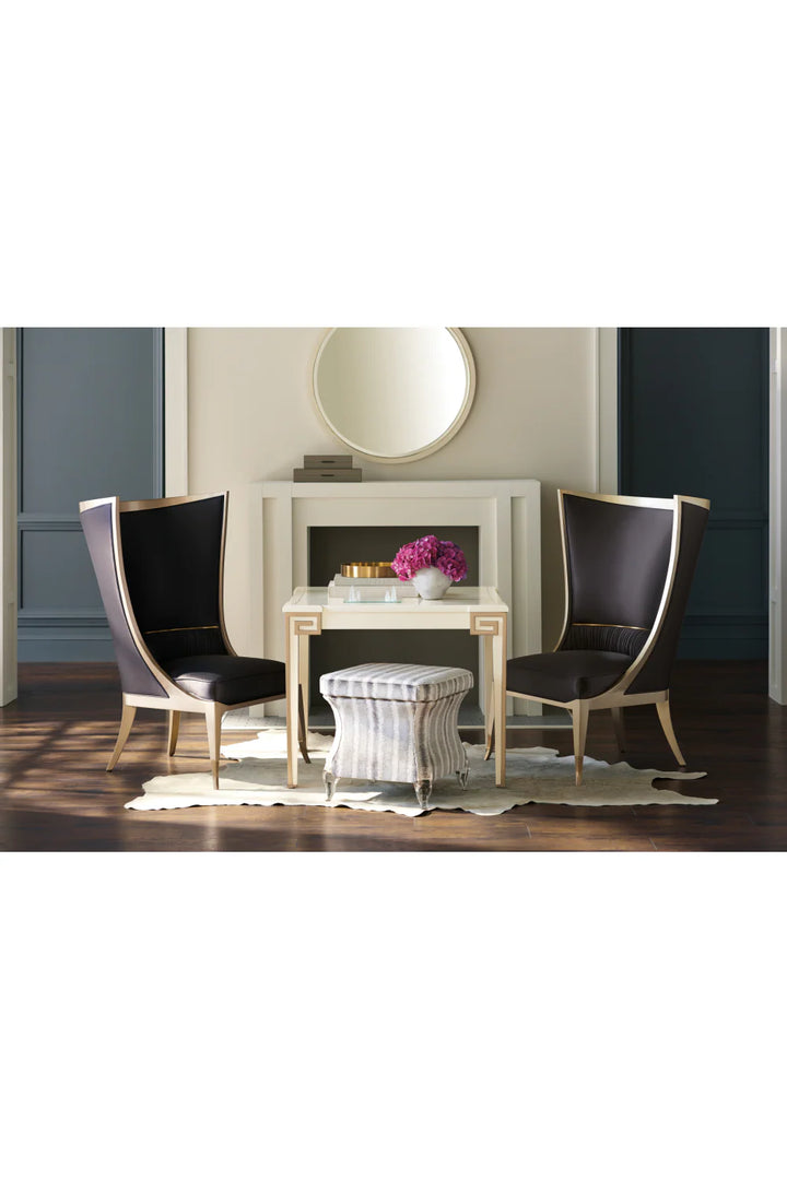 Black Curved Wingback Chair
