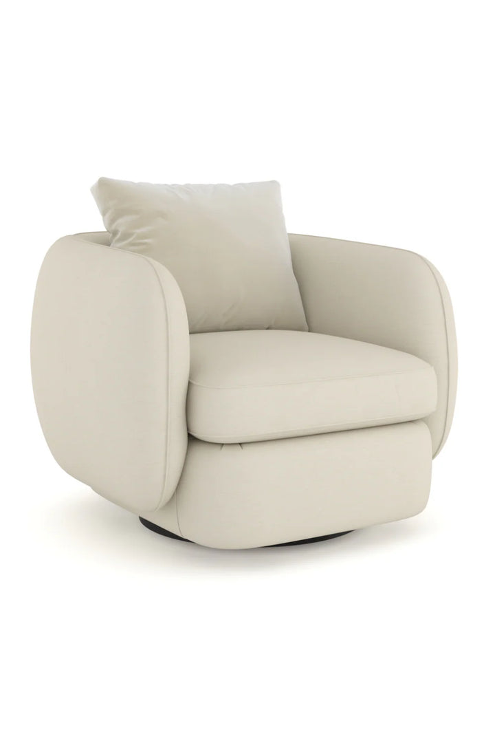 Ivory Linen Swivel Chair