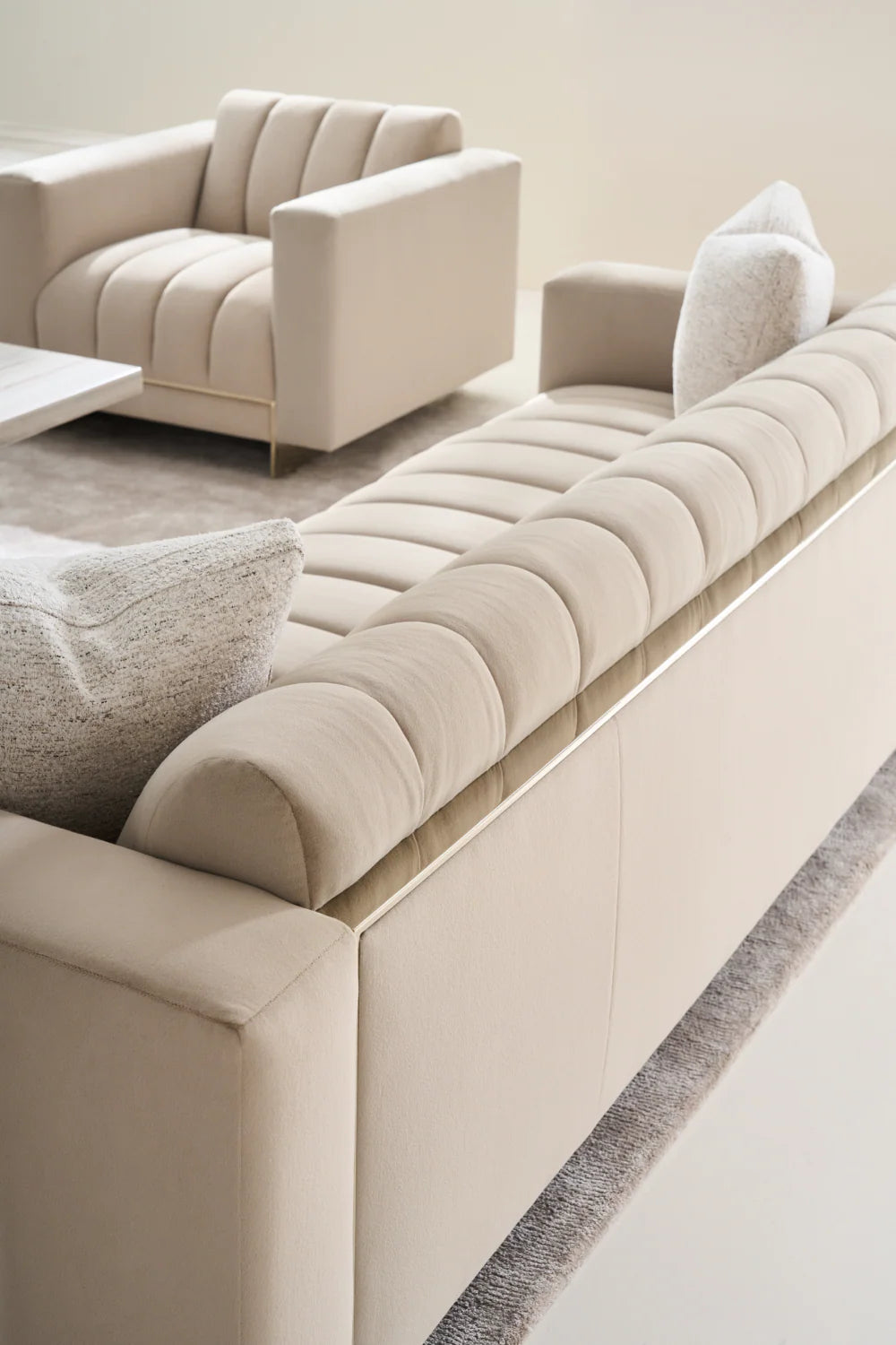 Cream Channeled Lounge Chair
