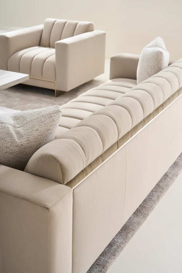 Cream Channeled Lounge Chair