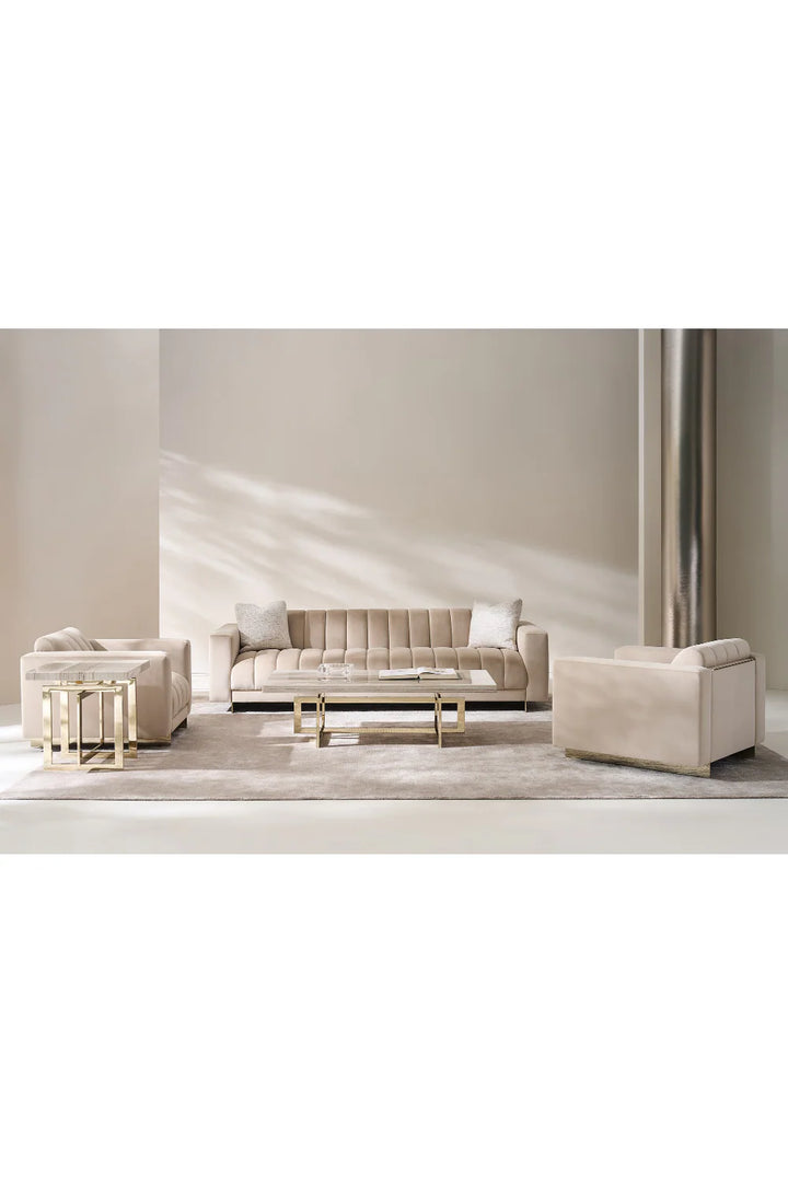 Cream Channeled Lounge Chair