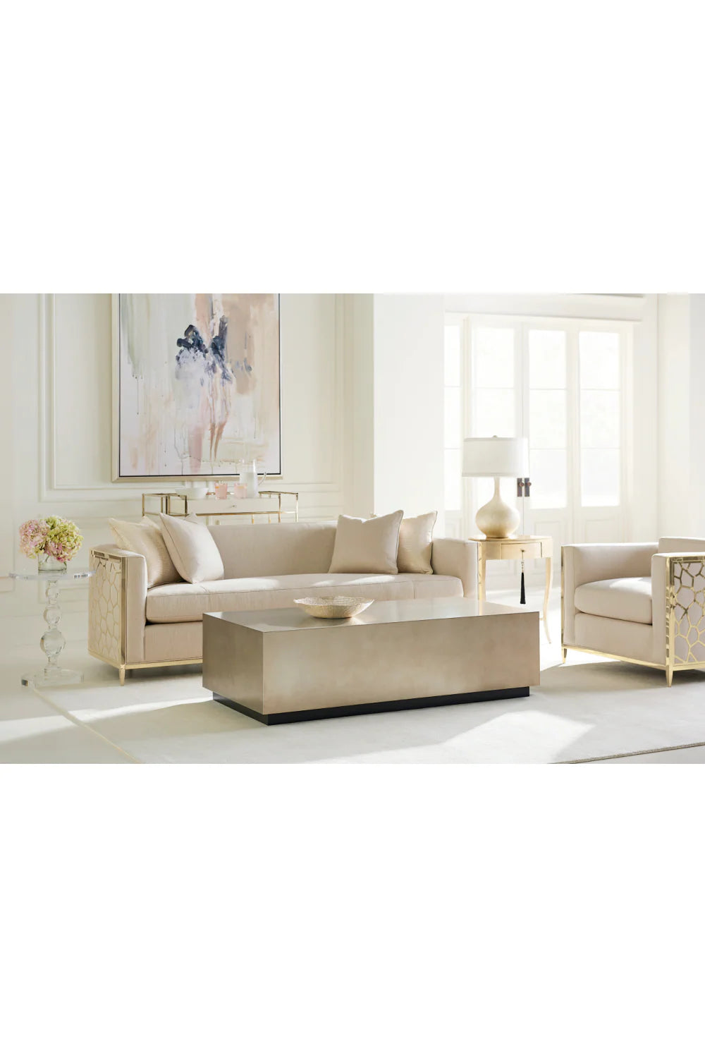 Off-White Linen Accent Chair