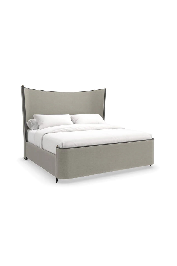 Curved Gray King Bed