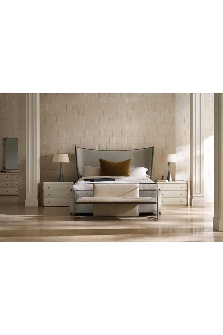 Curved Gray King Bed