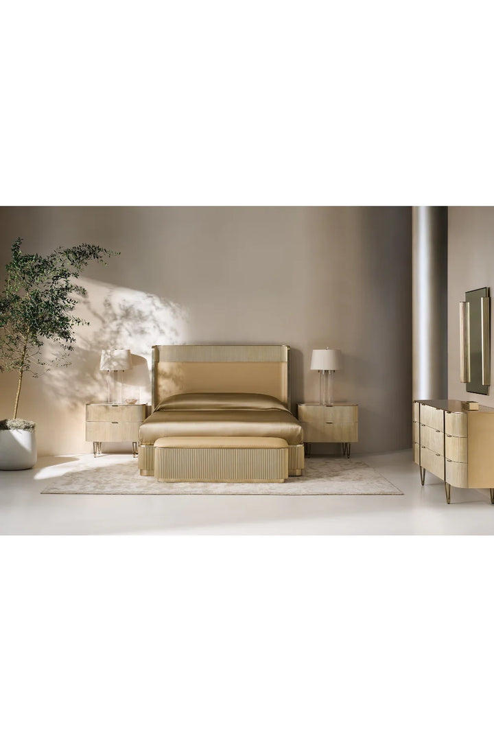 Gold Trim Reeded Queen Bed
