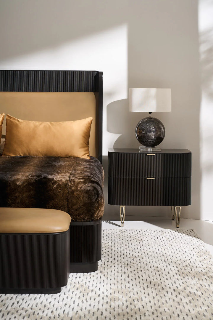 Gold Trim Reeded Queen Bed