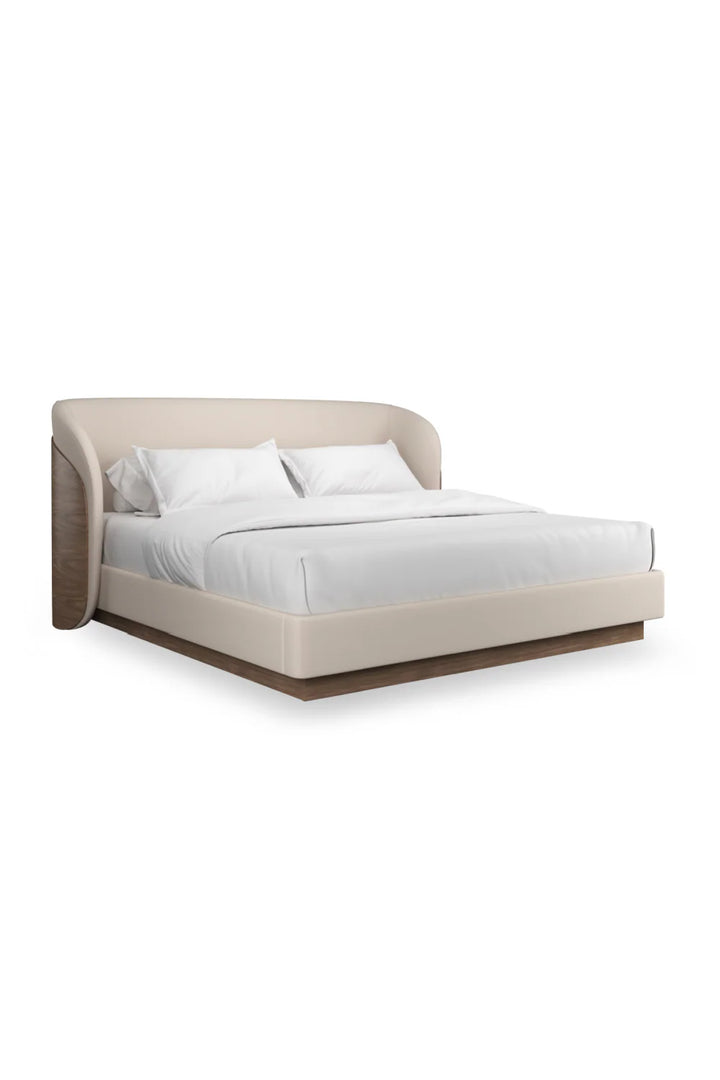 Ivory Mohair Upholstered Bed