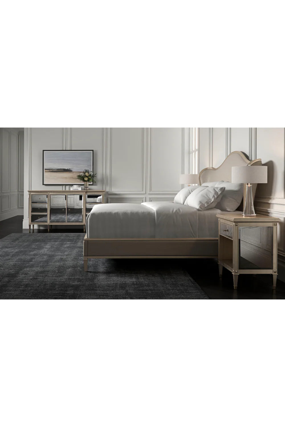 Beige Camelback King Bed