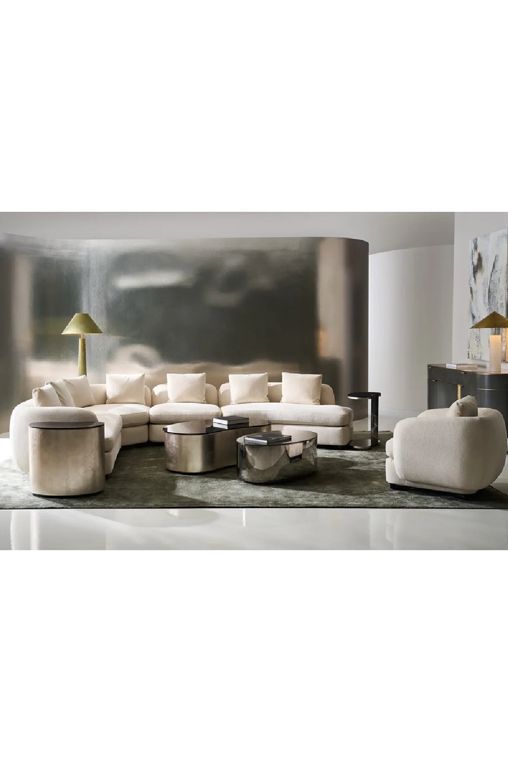 Ivory Linen Swivel Chair