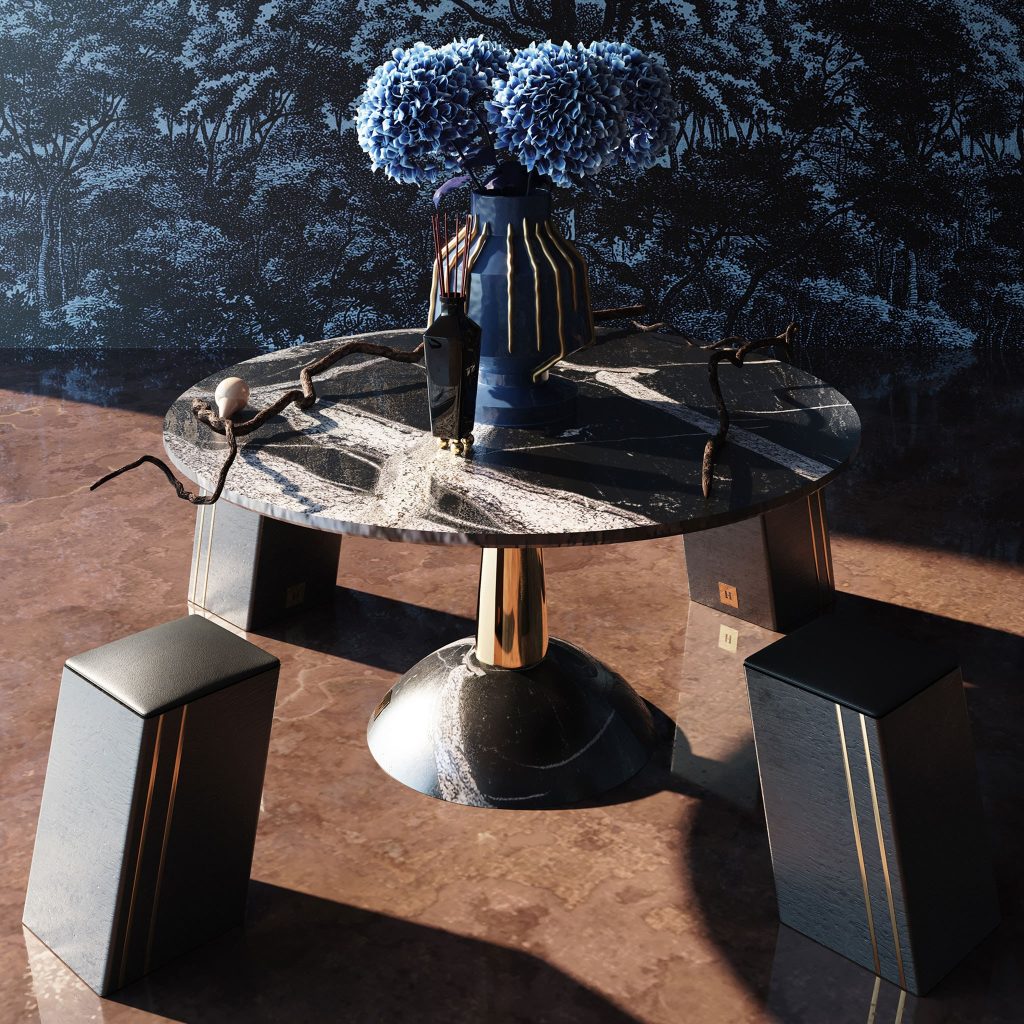 PRYMO TRAVERTIN DINING TABLE