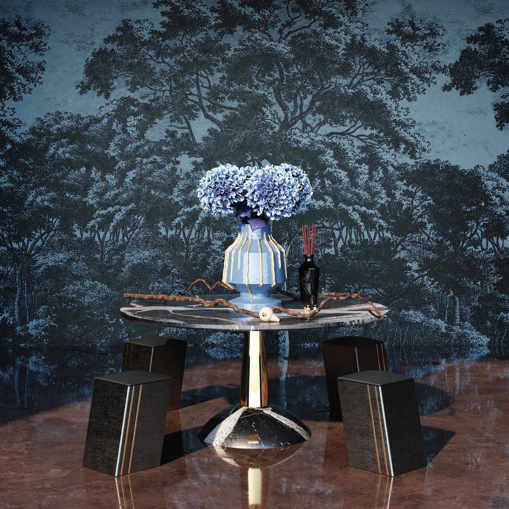 PRYMO TRAVERTIN DINING TABLE