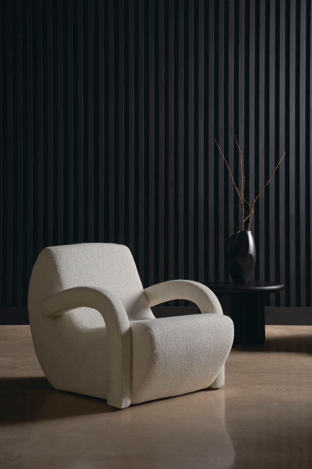 White Bouclé Accent Chair