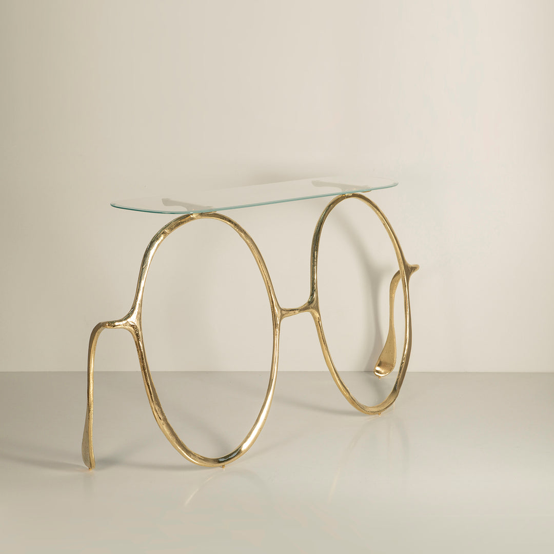 Lennon console, Textured brass