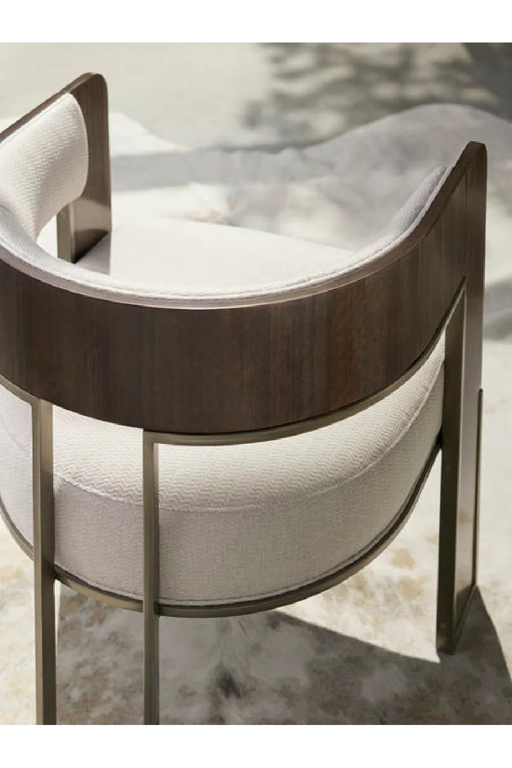 Cream Curved Modern Accent Chair