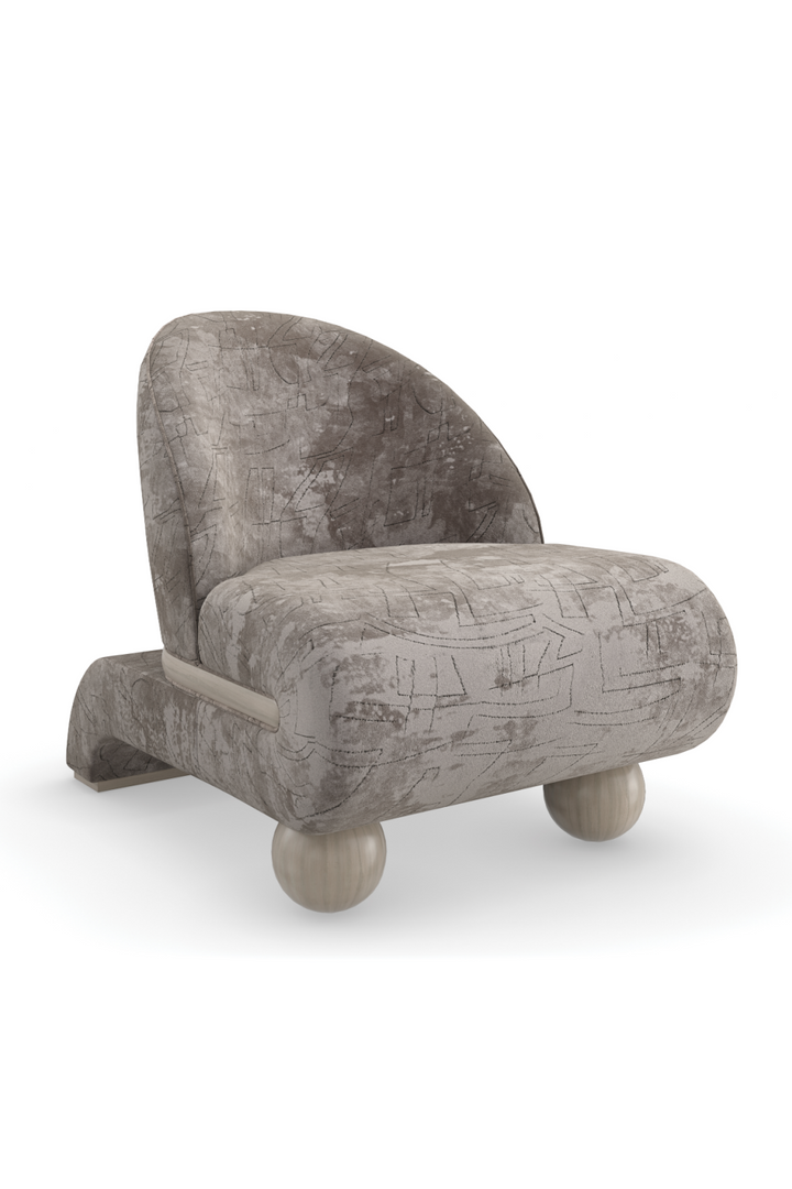 Ball Feet Velvet Accent Chair