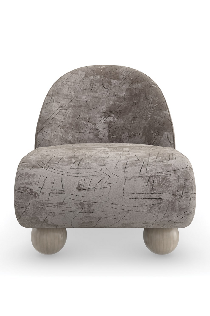 Ball Feet Velvet Accent Chair